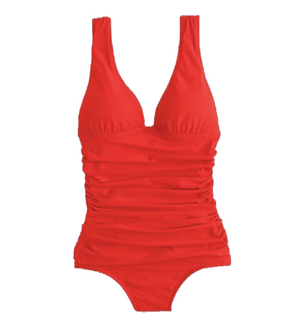 J.Crew Ruched Femme One Piece Swimsuit Red 24 NEW
